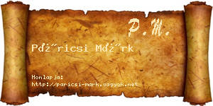Páricsi Márk névjegykártya